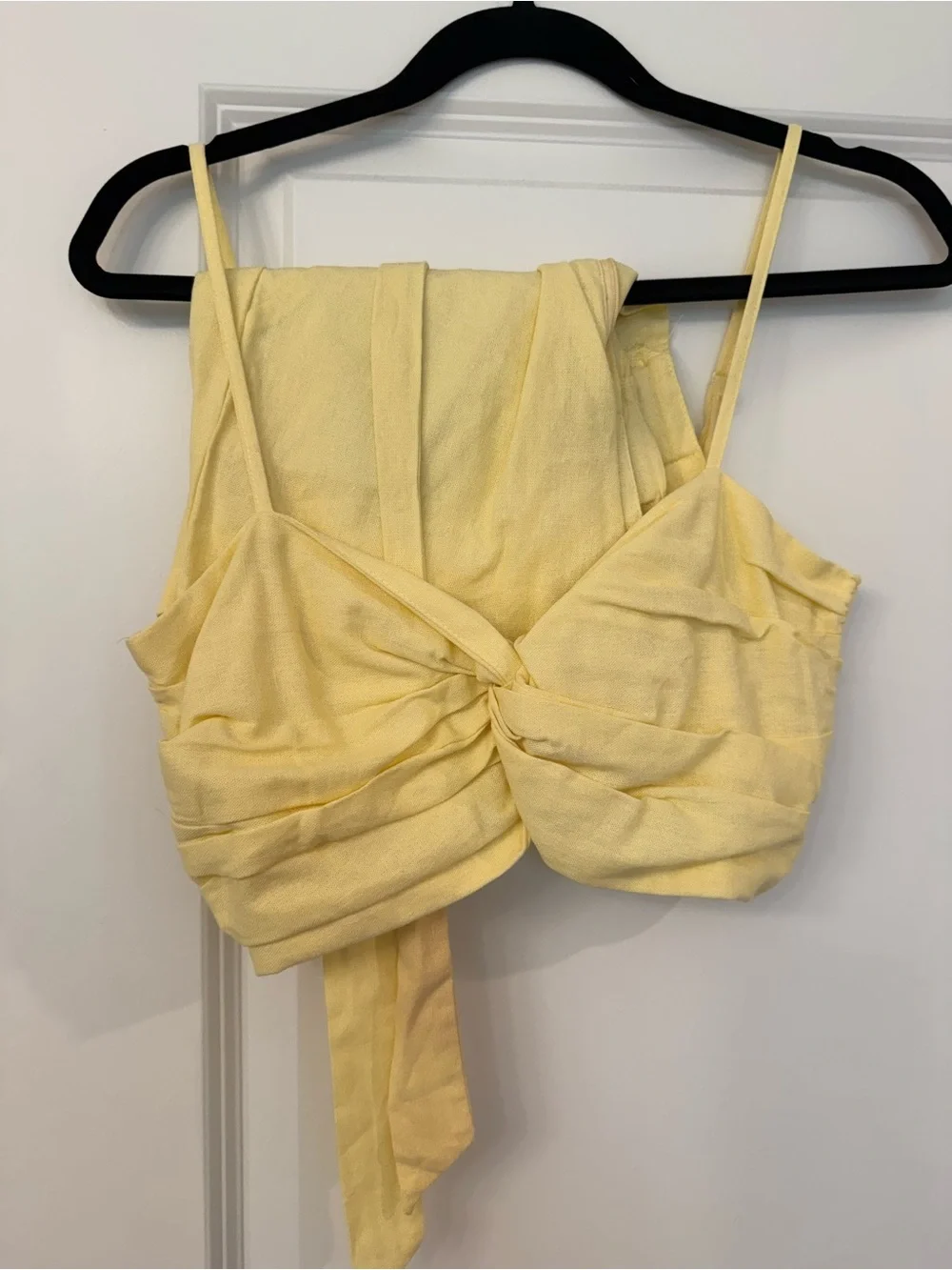 Yellow Two-Piece Set with Bandeau & Tie-Waist Shorts